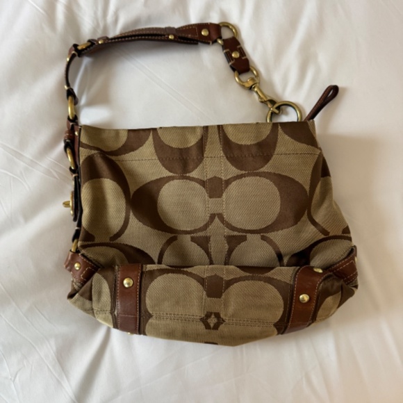 Vintage Coach Brown and Tan Monogram Shoulder Bag - Picture 8 of 9